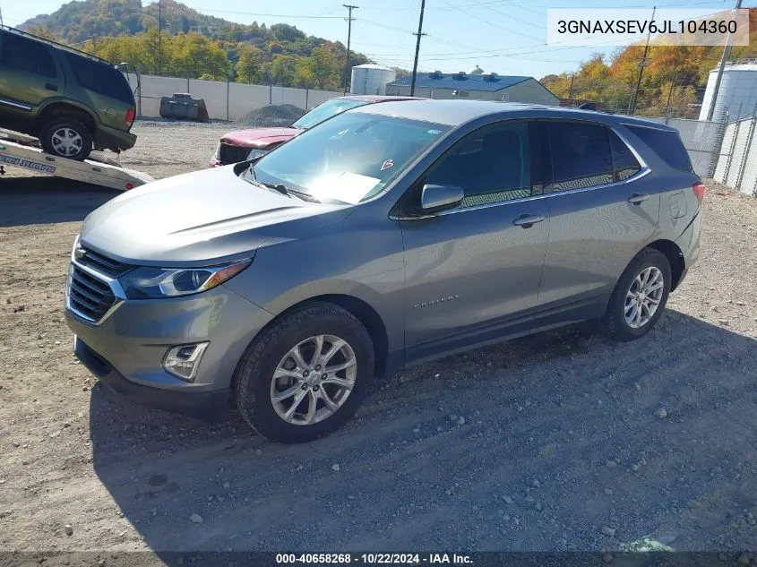 2018 Chevrolet Equinox Lt VIN: 3GNAXSEV6JL104360 Lot: 40658268