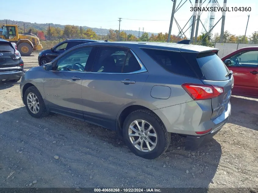 2018 Chevrolet Equinox Lt VIN: 3GNAXSEV6JL104360 Lot: 40658268