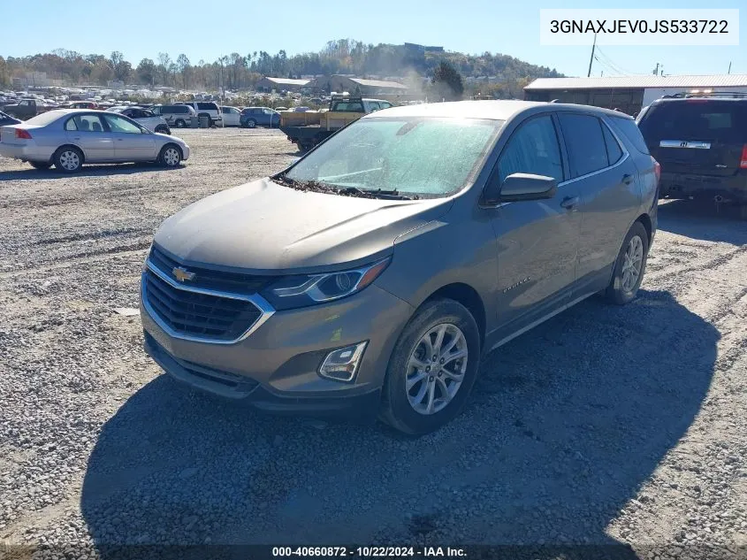 2018 Chevrolet Equinox Lt VIN: 3GNAXJEV0JS533722 Lot: 40660872