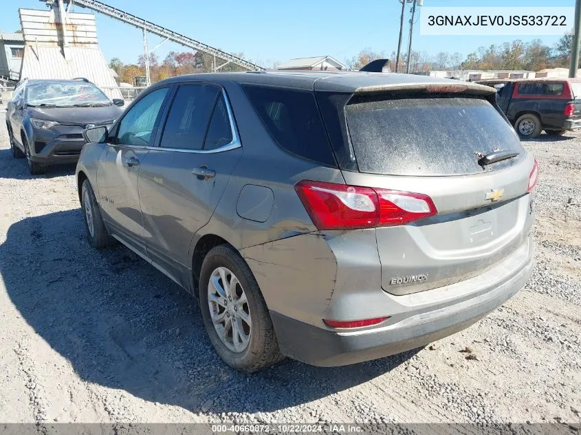 2018 Chevrolet Equinox Lt VIN: 3GNAXJEV0JS533722 Lot: 40660872