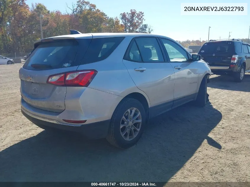 2018 Chevrolet Equinox Ls VIN: 2GNAXREV2J6322793 Lot: 40661747