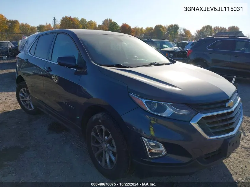 2018 Chevrolet Equinox Lt VIN: 3GNAXJEV6JL115031 Lot: 40670075