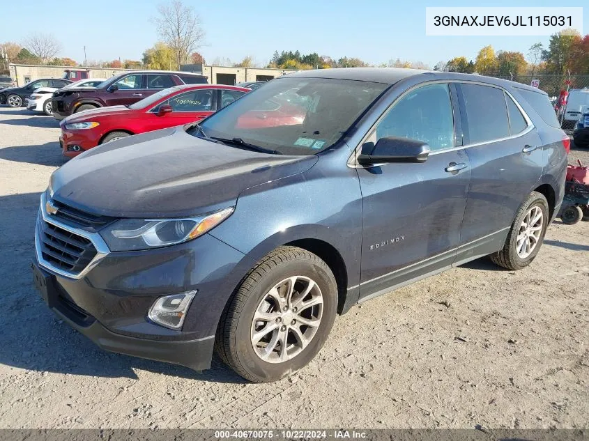 2018 Chevrolet Equinox Lt VIN: 3GNAXJEV6JL115031 Lot: 40670075