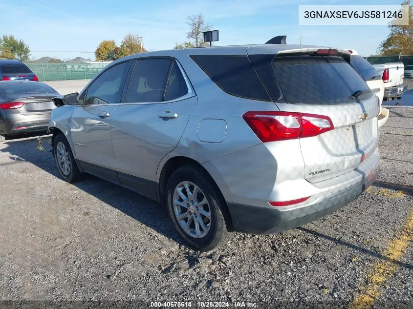 2018 Chevrolet Equinox Lt VIN: 3GNAXSEV6JS581246 Lot: 40678614