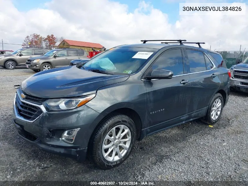 2018 Chevrolet Equinox Lt VIN: 3GNAXSEV0JL384826 Lot: 40682807