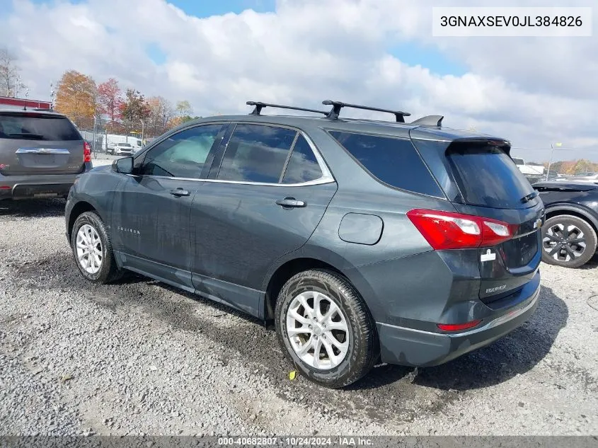 2018 Chevrolet Equinox Lt VIN: 3GNAXSEV0JL384826 Lot: 40682807