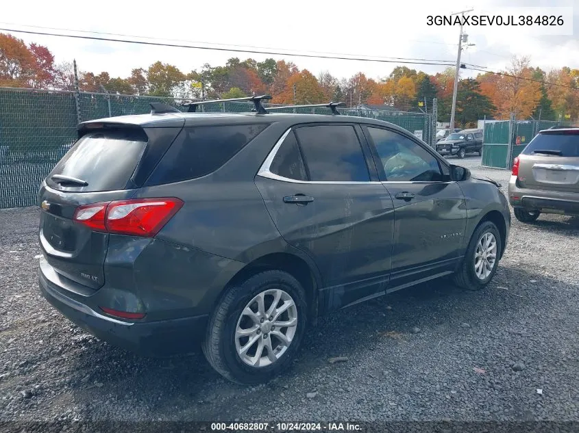 2018 Chevrolet Equinox Lt VIN: 3GNAXSEV0JL384826 Lot: 40682807