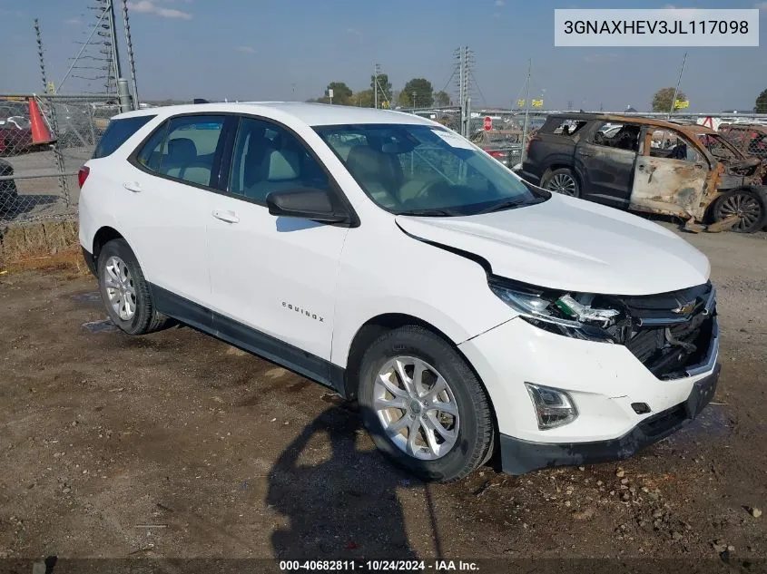 2018 Chevrolet Equinox Ls VIN: 3GNAXHEV3JL117098 Lot: 40682811