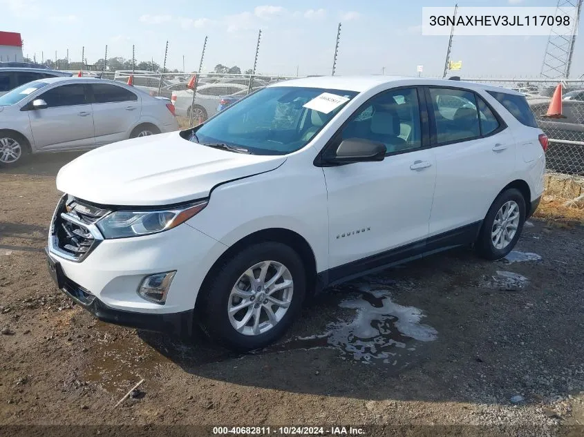 2018 Chevrolet Equinox Ls VIN: 3GNAXHEV3JL117098 Lot: 40682811