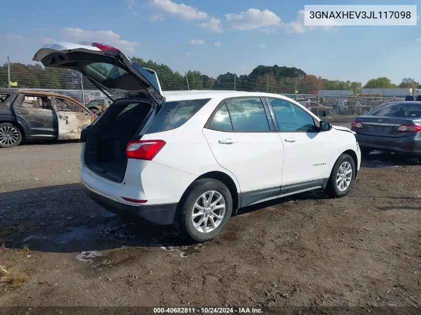 2018 Chevrolet Equinox Ls VIN: 3GNAXHEV3JL117098 Lot: 40682811