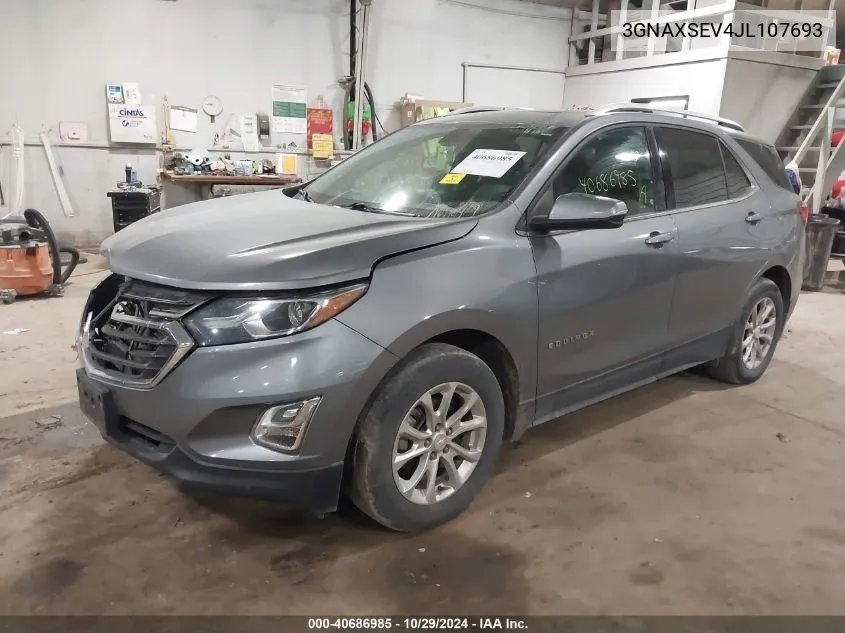 2018 Chevrolet Equinox Lt VIN: 3GNAXSEV4JL107693 Lot: 40686985