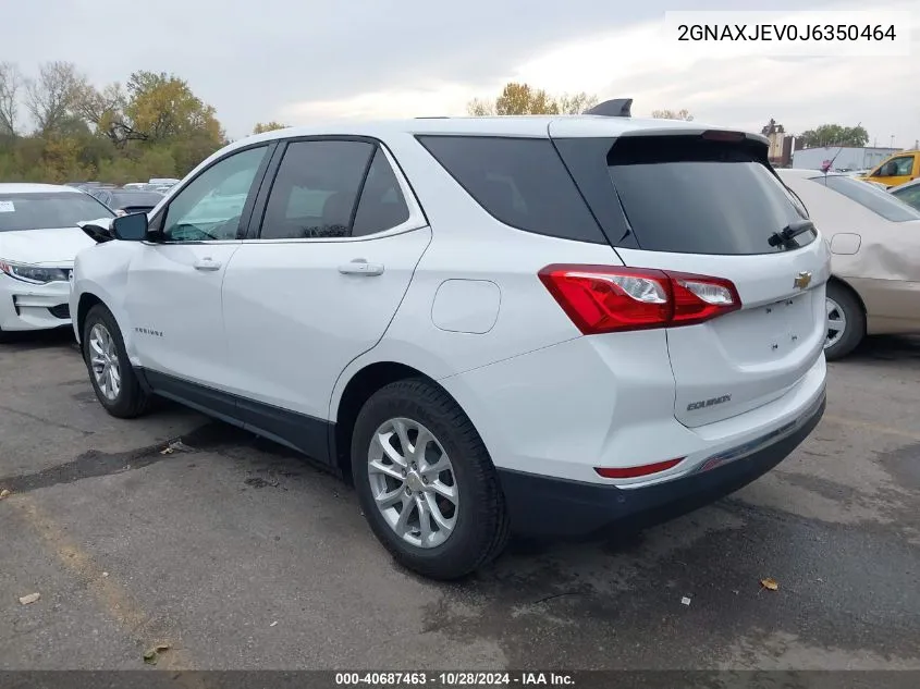 2018 Chevrolet Equinox Lt VIN: 2GNAXJEV0J6350464 Lot: 40687463