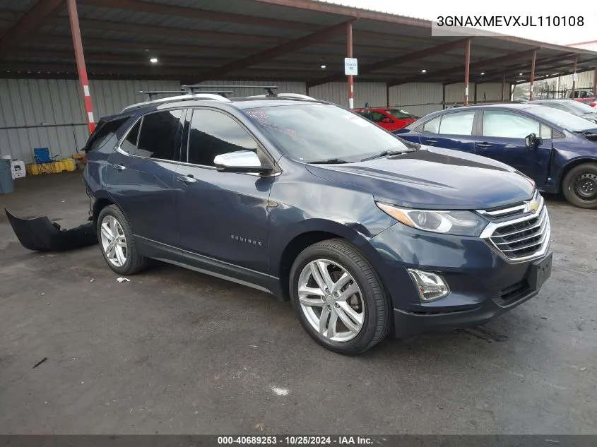 2018 Chevrolet Equinox Premier VIN: 3GNAXMEVXJL110108 Lot: 40689253