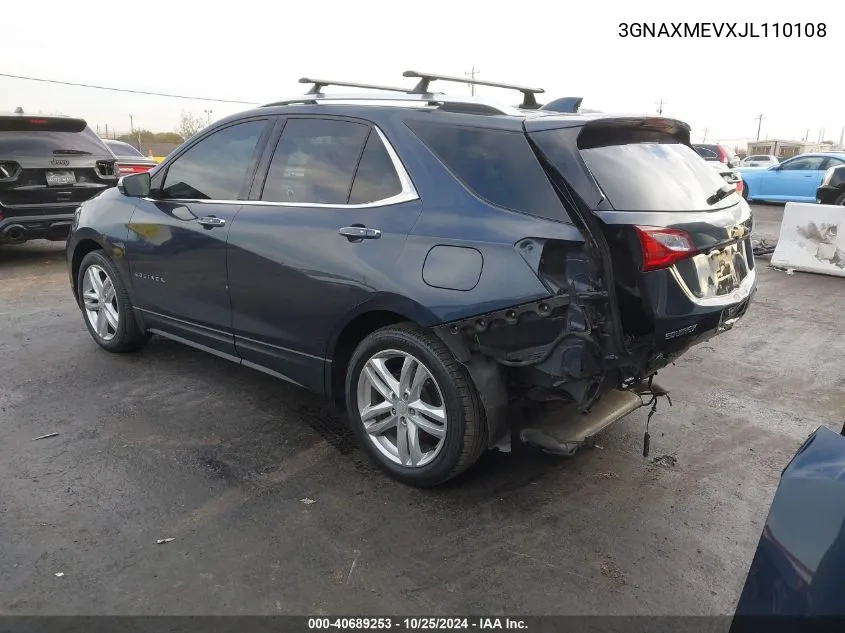 2018 Chevrolet Equinox Premier VIN: 3GNAXMEVXJL110108 Lot: 40689253