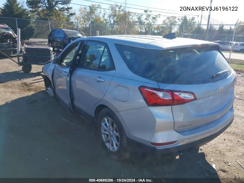 2018 Chevrolet Equinox Ls VIN: 2GNAXREV3J6196122 Lot: 40689286