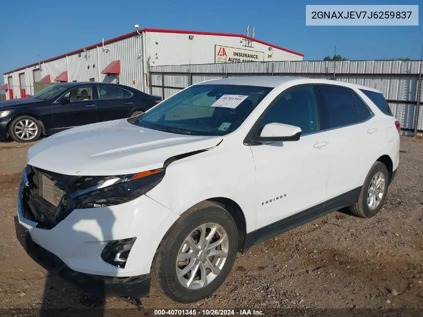 2018 Chevrolet Equinox Lt VIN: 2GNAXJEV7J6259837 Lot: 40701345