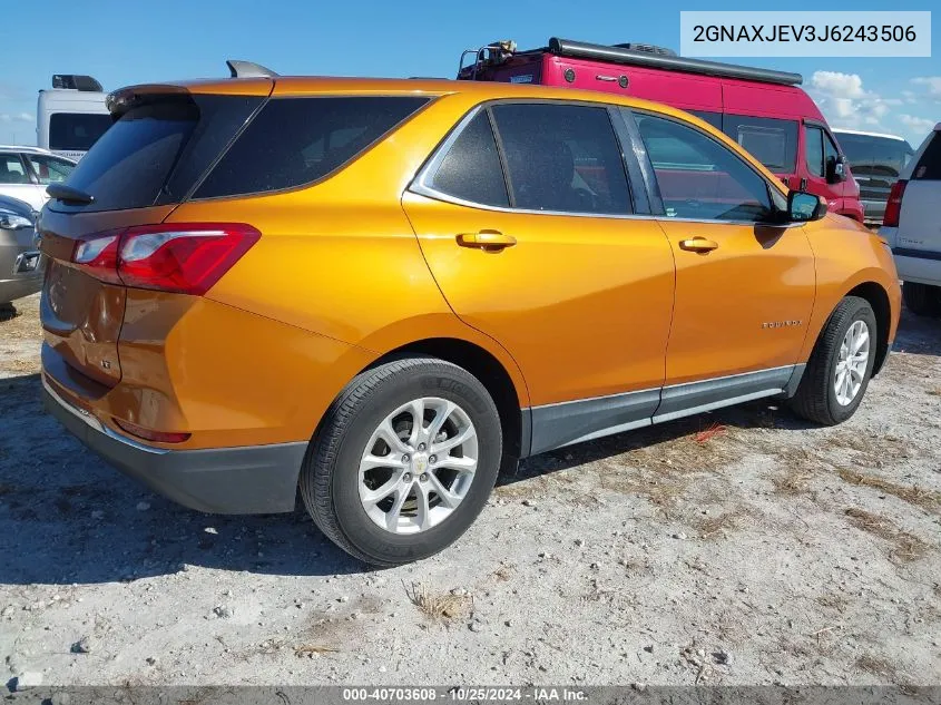 2018 Chevrolet Equinox Lt VIN: 2GNAXJEV3J6243506 Lot: 40703608