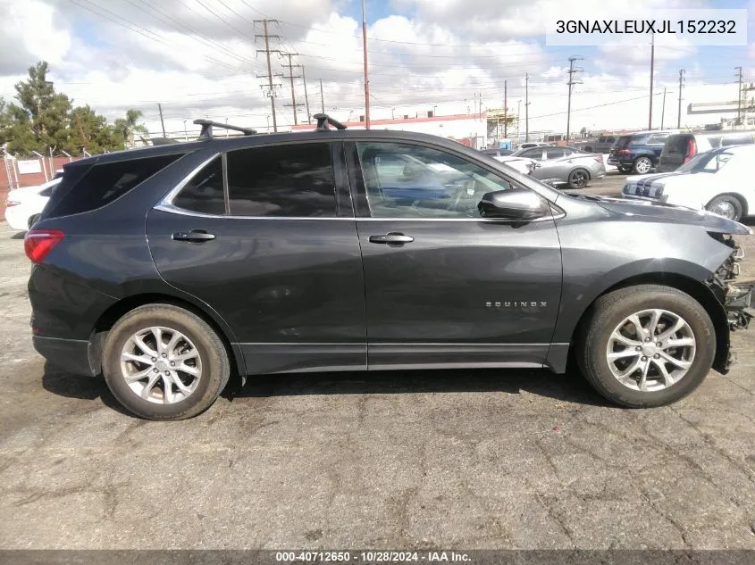 2018 Chevrolet Equinox Lt VIN: 3GNAXLEUXJL152232 Lot: 40712650