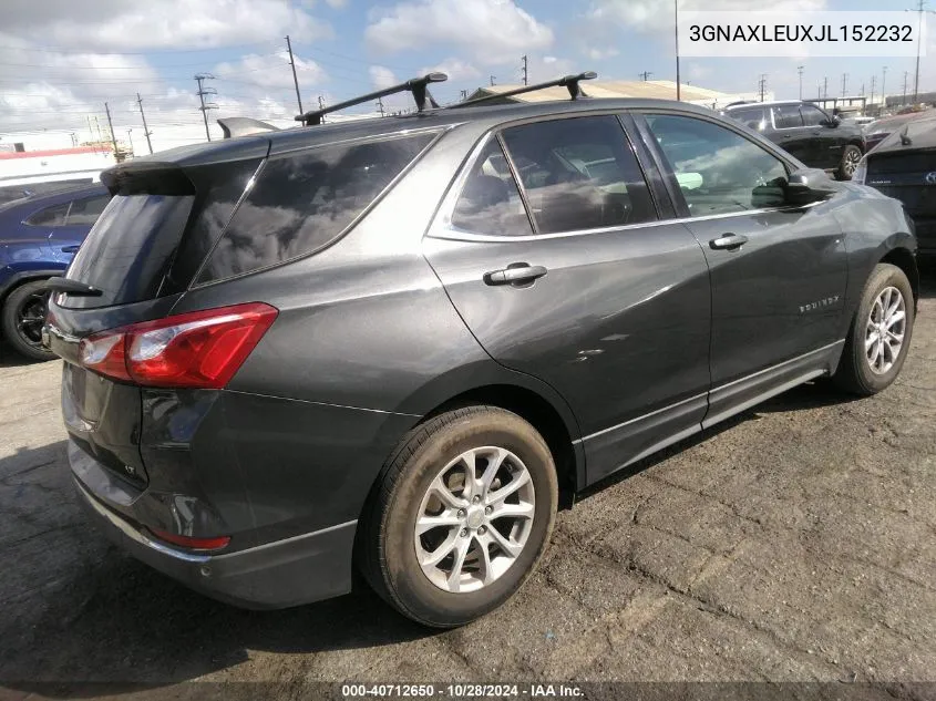 2018 Chevrolet Equinox Lt VIN: 3GNAXLEUXJL152232 Lot: 40712650