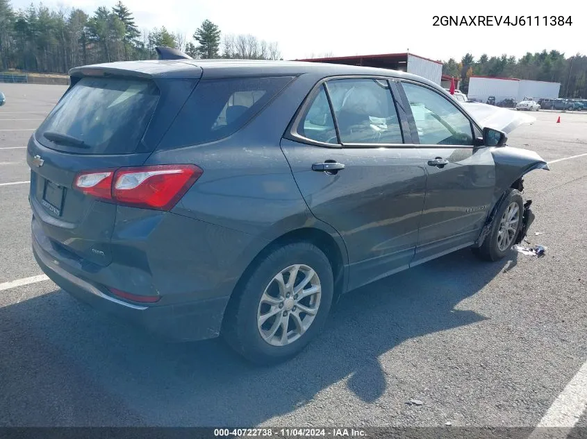 2018 Chevrolet Equinox Ls VIN: 2GNAXREV4J6111384 Lot: 40722738