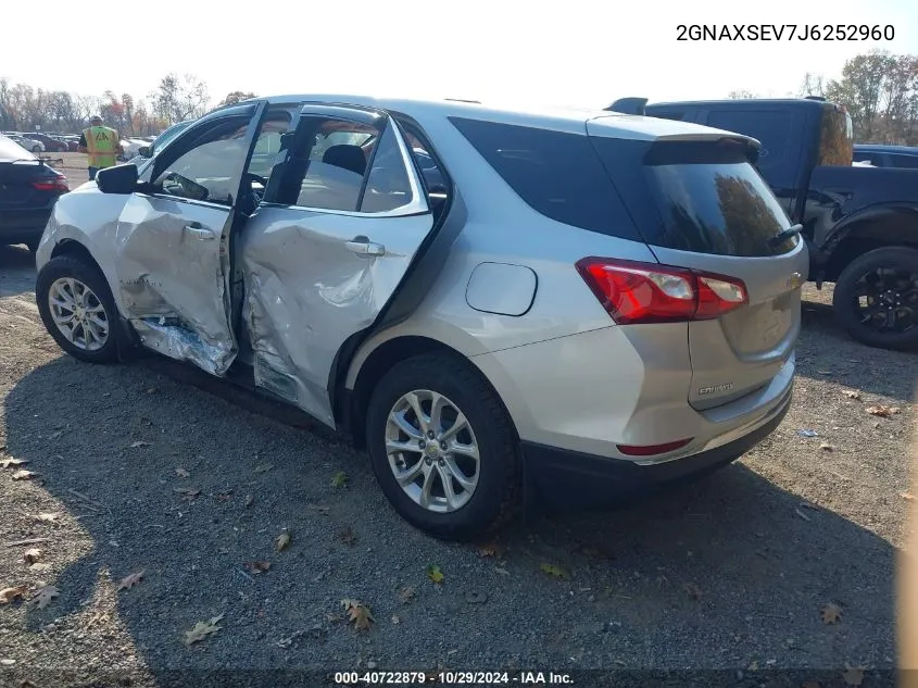 2018 Chevrolet Equinox Lt VIN: 2GNAXSEV7J6252960 Lot: 40722879