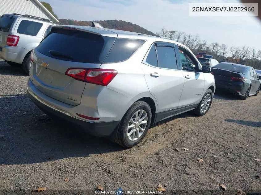 2018 Chevrolet Equinox Lt VIN: 2GNAXSEV7J6252960 Lot: 40722879