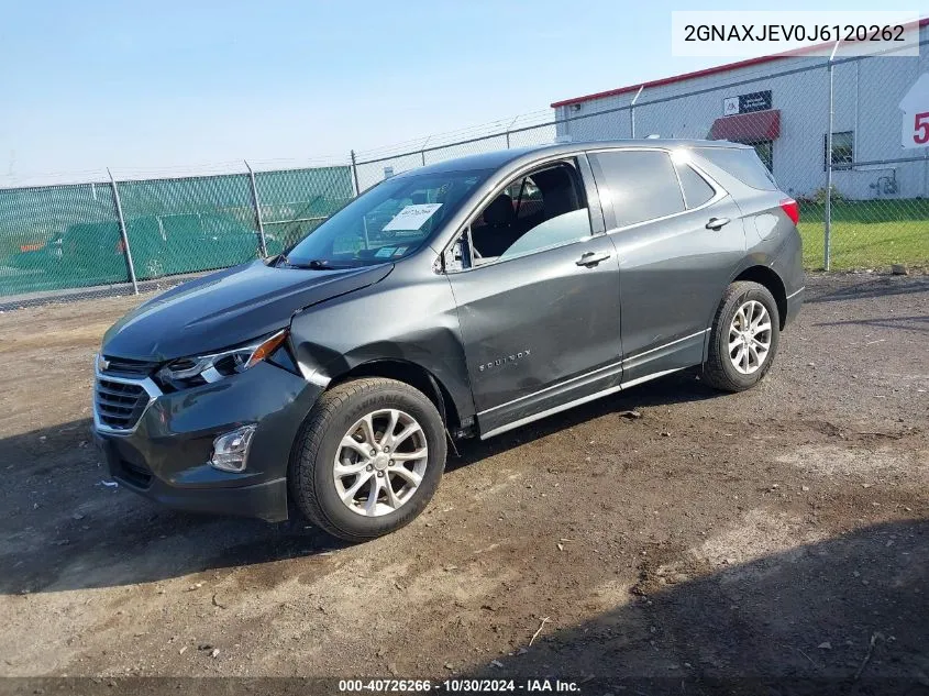 2018 Chevrolet Equinox Lt VIN: 2GNAXJEV0J6120262 Lot: 40726266