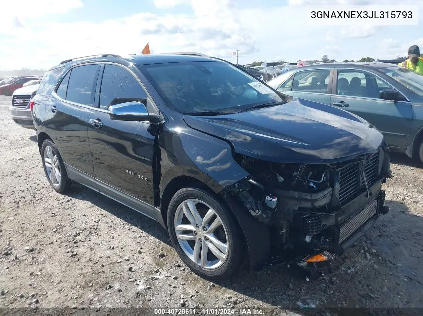 2018 Chevrolet Equinox Premier VIN: 3GNAXNEX3JL315793 Lot: 40728611