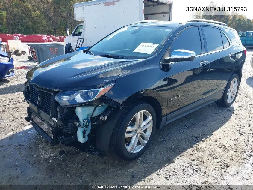 2018 Chevrolet Equinox Premier VIN: 3GNAXNEX3JL315793 Lot: 40728611