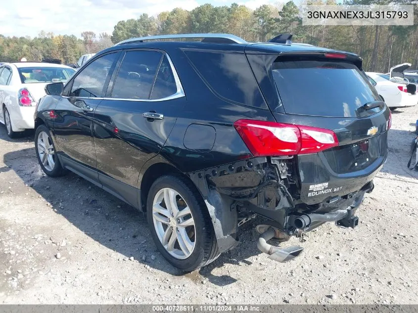 2018 Chevrolet Equinox Premier VIN: 3GNAXNEX3JL315793 Lot: 40728611