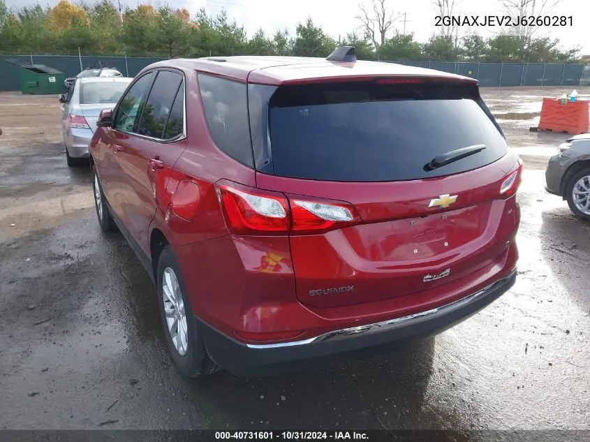 2018 Chevrolet Equinox Lt VIN: 2GNAXJEV2J6260281 Lot: 40731601