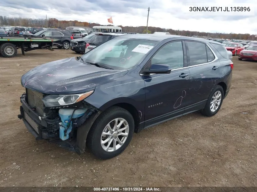 2018 Chevrolet Equinox Lt VIN: 3GNAXJEV1JL135896 Lot: 40737496