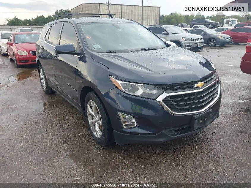 2018 Chevrolet Equinox Lt VIN: 3GNAXKEX3JS510961 Lot: 40745556