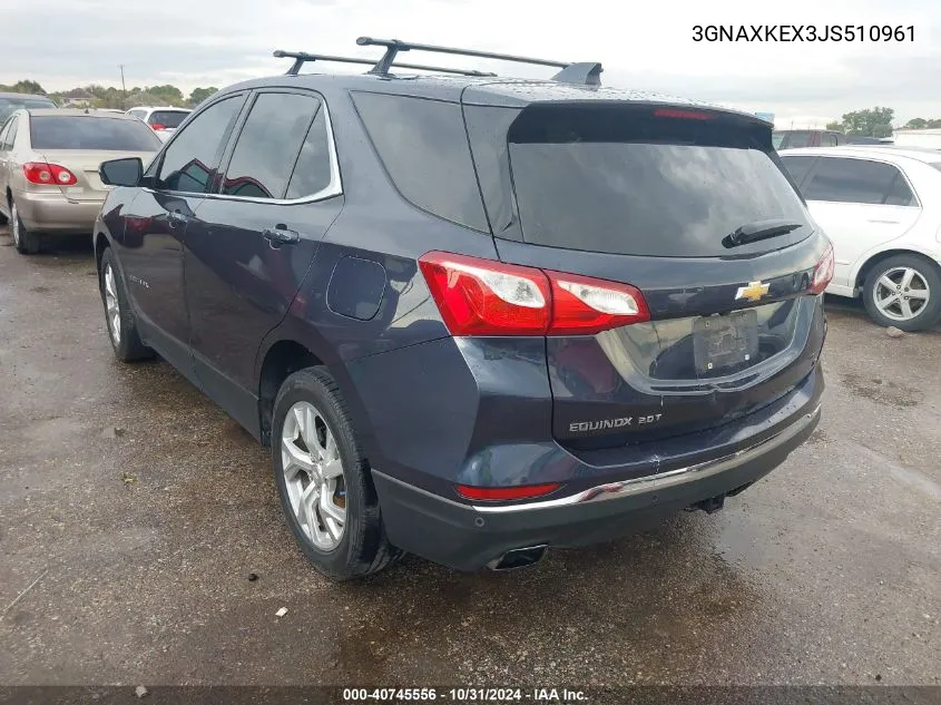 2018 Chevrolet Equinox Lt VIN: 3GNAXKEX3JS510961 Lot: 40745556