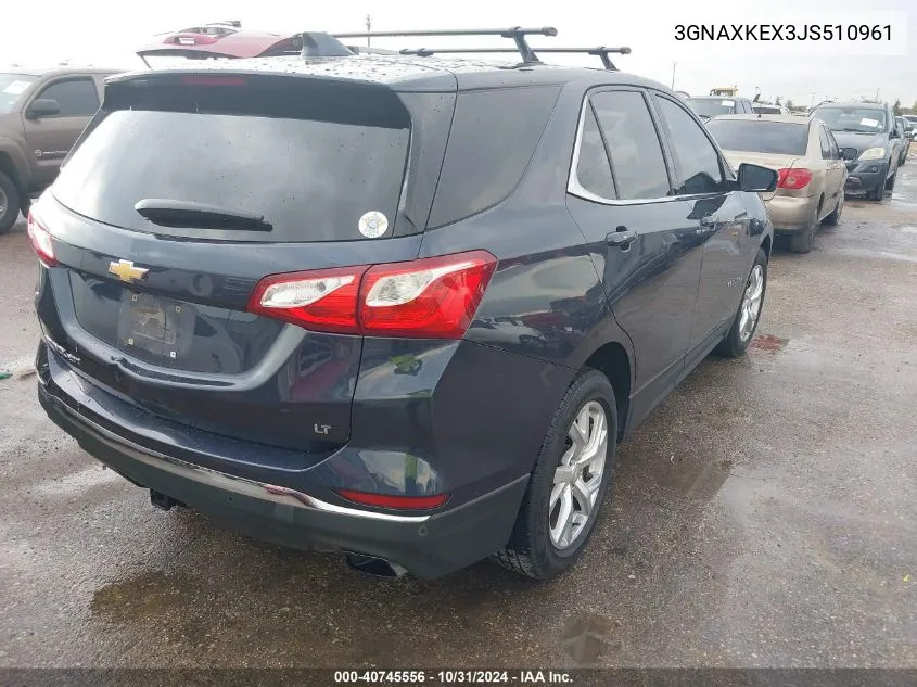 2018 Chevrolet Equinox Lt VIN: 3GNAXKEX3JS510961 Lot: 40745556