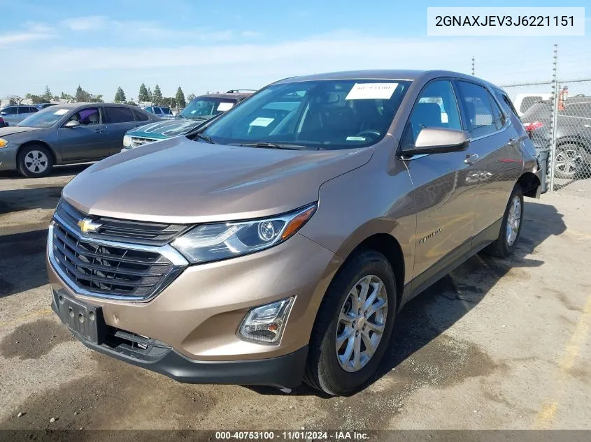 2018 Chevrolet Equinox Lt VIN: 2GNAXJEV3J6221151 Lot: 40753100