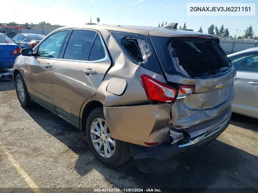 2018 Chevrolet Equinox Lt VIN: 2GNAXJEV3J6221151 Lot: 40753100