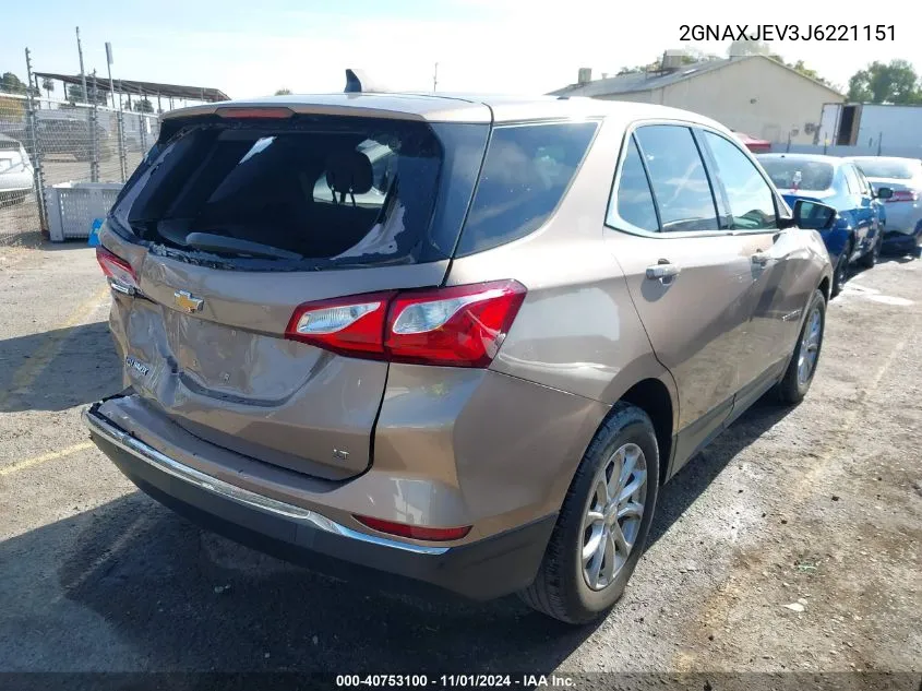 2018 Chevrolet Equinox Lt VIN: 2GNAXJEV3J6221151 Lot: 40753100