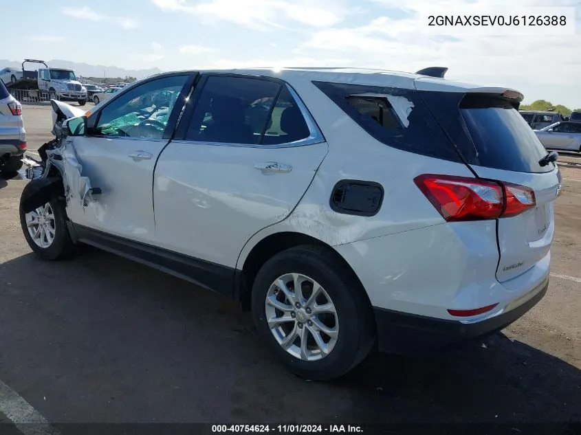 2018 Chevrolet Equinox Lt VIN: 2GNAXSEV0J6126388 Lot: 40754624