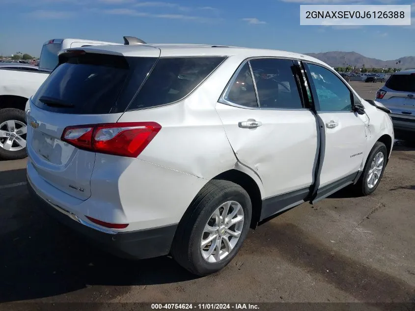 2018 Chevrolet Equinox Lt VIN: 2GNAXSEV0J6126388 Lot: 40754624