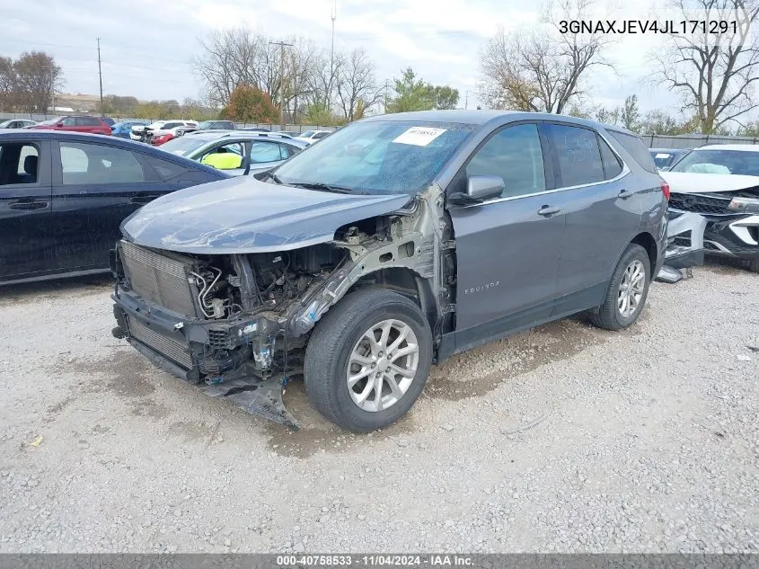 2018 Chevrolet Equinox Lt VIN: 3GNAXJEV4JL171291 Lot: 40758533