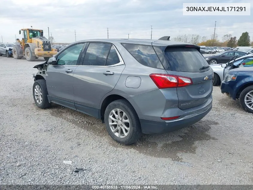 2018 Chevrolet Equinox Lt VIN: 3GNAXJEV4JL171291 Lot: 40758533