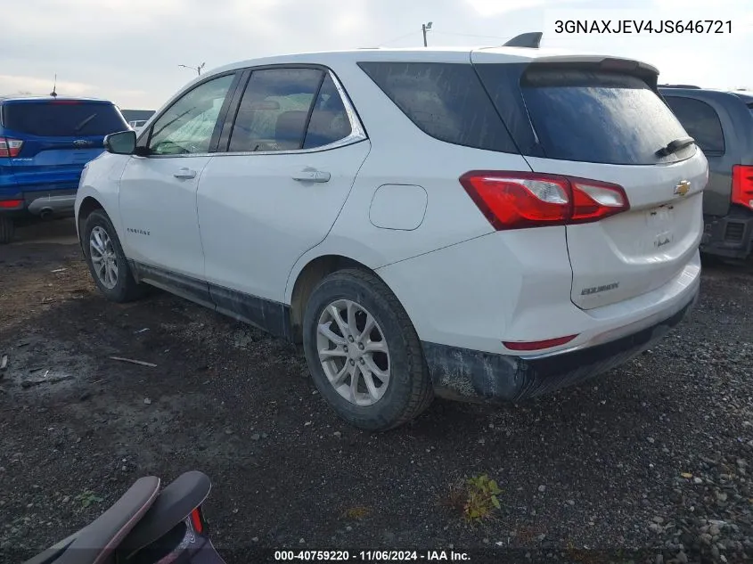 2018 Chevrolet Equinox Lt VIN: 3GNAXJEV4JS646721 Lot: 40759220