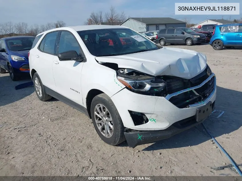 2018 Chevrolet Equinox Ls VIN: 3GNAXHEV9JL118871 Lot: 40759818