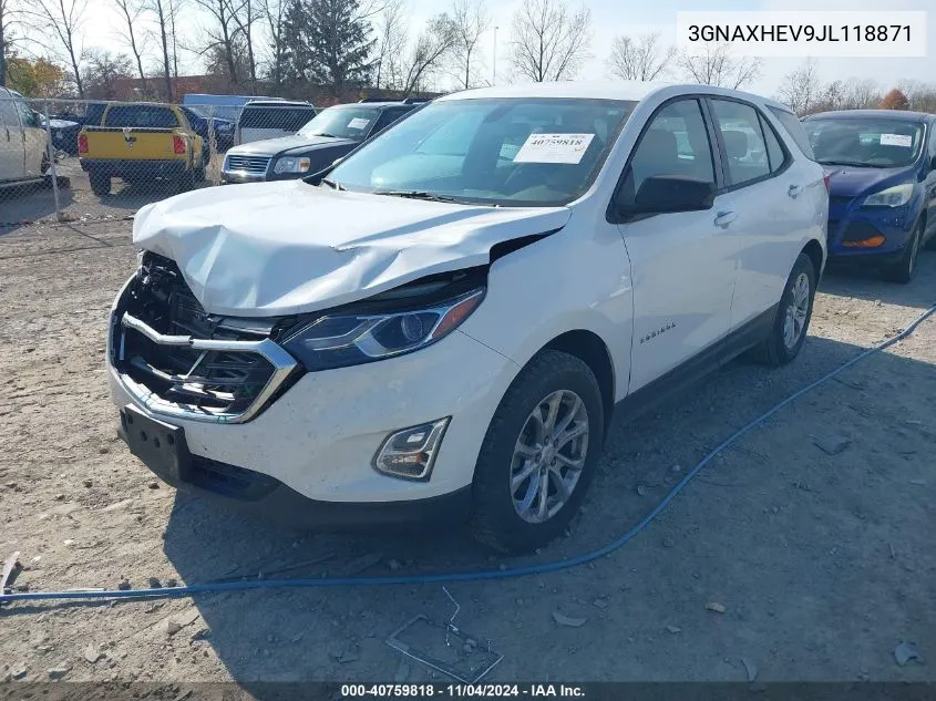 2018 Chevrolet Equinox Ls VIN: 3GNAXHEV9JL118871 Lot: 40759818