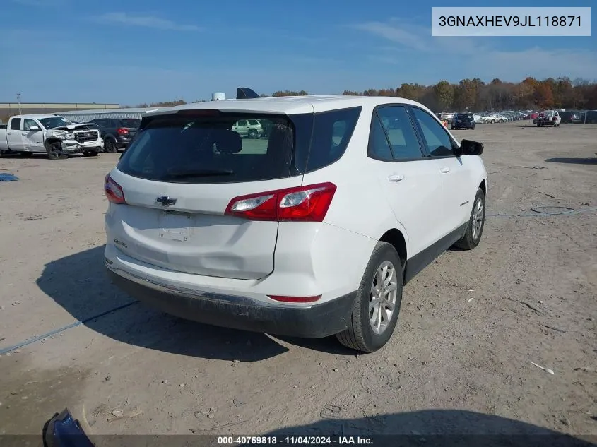 2018 Chevrolet Equinox Ls VIN: 3GNAXHEV9JL118871 Lot: 40759818