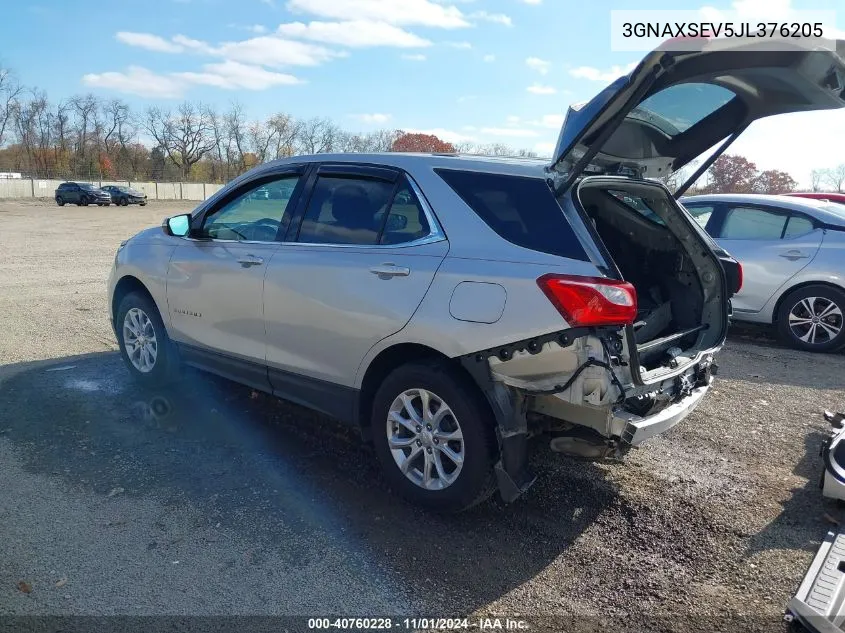 2018 Chevrolet Equinox Lt VIN: 3GNAXSEV5JL376205 Lot: 40760228