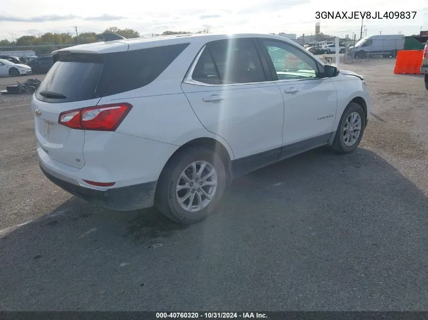 2018 Chevrolet Equinox Lt VIN: 3GNAXJEV8JL409837 Lot: 40760320