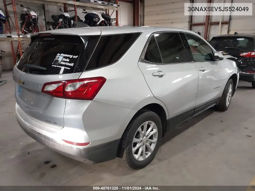 2018 Chevrolet Equinox Lt VIN: 3GNAXSEV5JS524049 Lot: 40761320