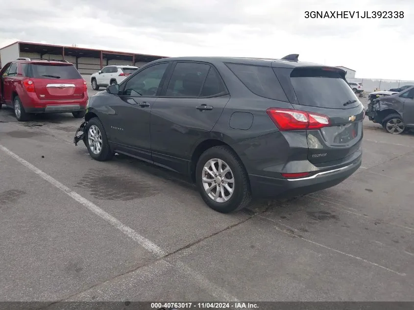 2018 Chevrolet Equinox Ls VIN: 3GNAXHEV1JL392338 Lot: 40763017